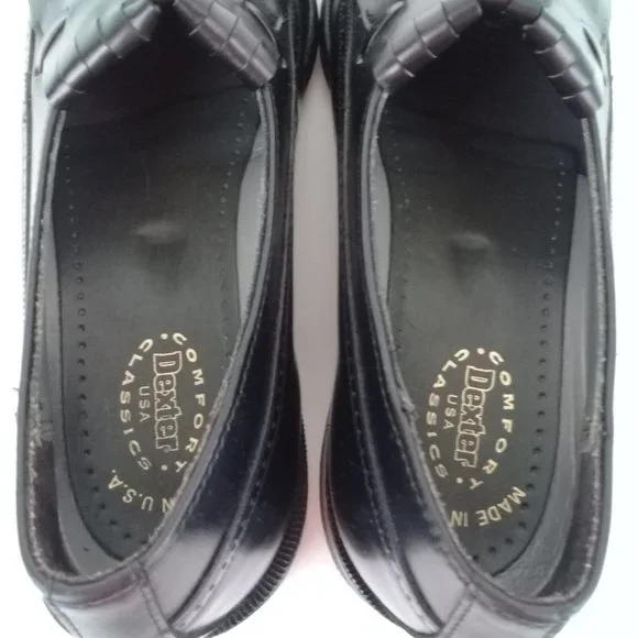 Dexter Men Kiltie Tassel Made in USA Black Loafers - Picture 10 of 13